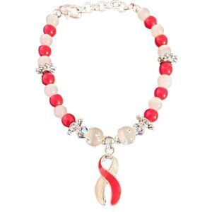 Red & Pearl Awareness Ribbon Bracelet #15